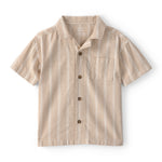 Camisa De Lino Con Botones A Rayas Marrón - Multi