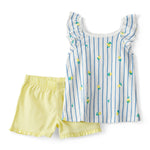 Conjunto de Blusa y Short a Rayas de Limones - Amarillo/Azul/Blanco