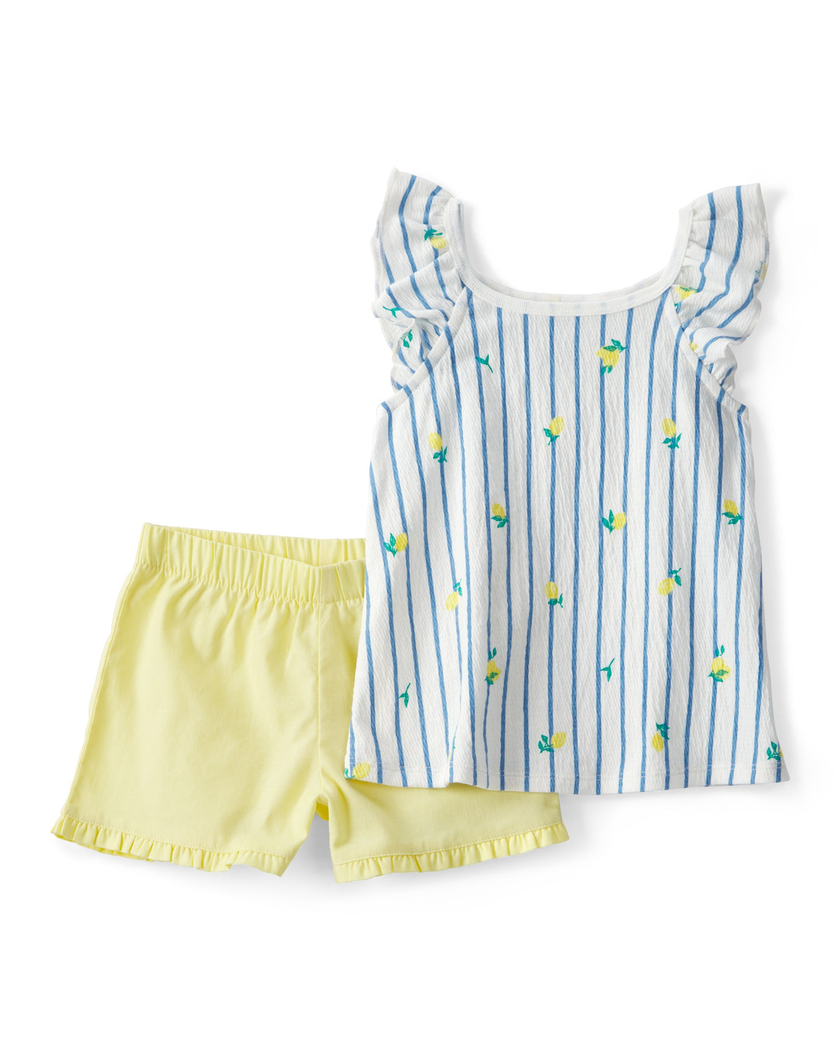 Conjunto de Blusa y Short a Rayas de Limones - Amarillo/Azul/Blanco