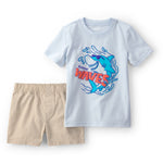 Conjunto de Playera y Short de Tiburón - Azul/Beige