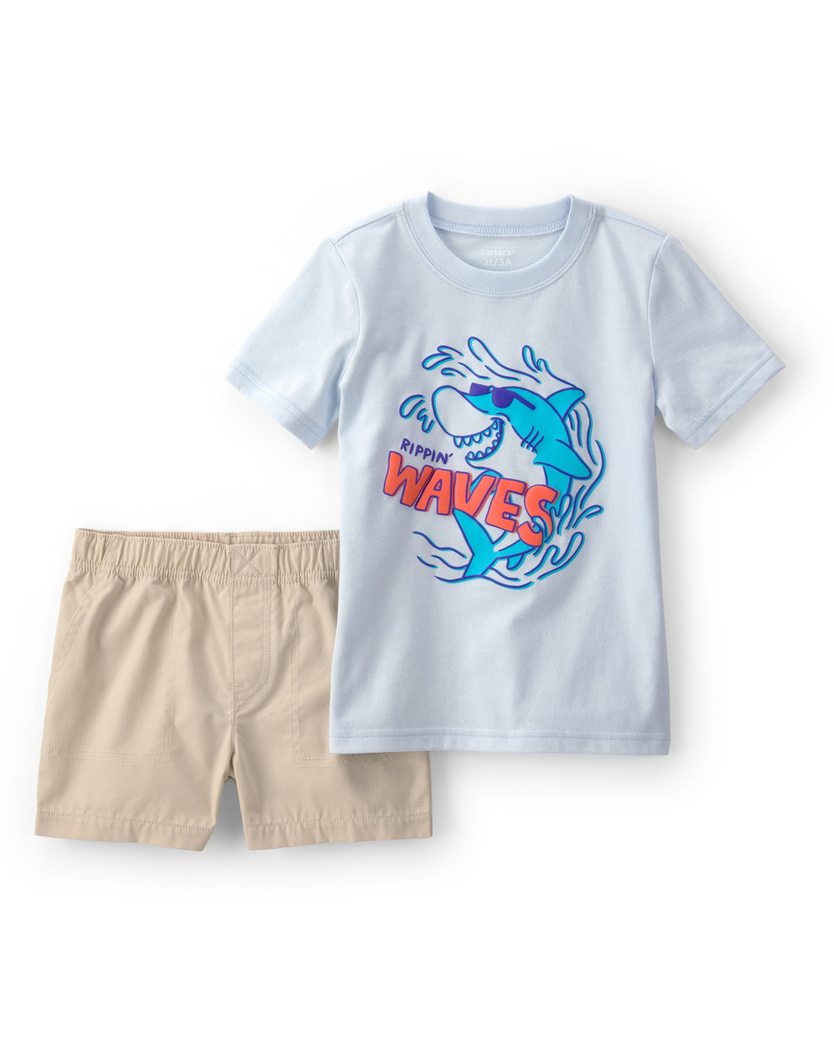 Conjunto de Playera y Short de Tiburón - Azul/Beige