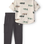 Conjunto De 2 Piezas De Playera Y Short  De Cochecitos - Blanco