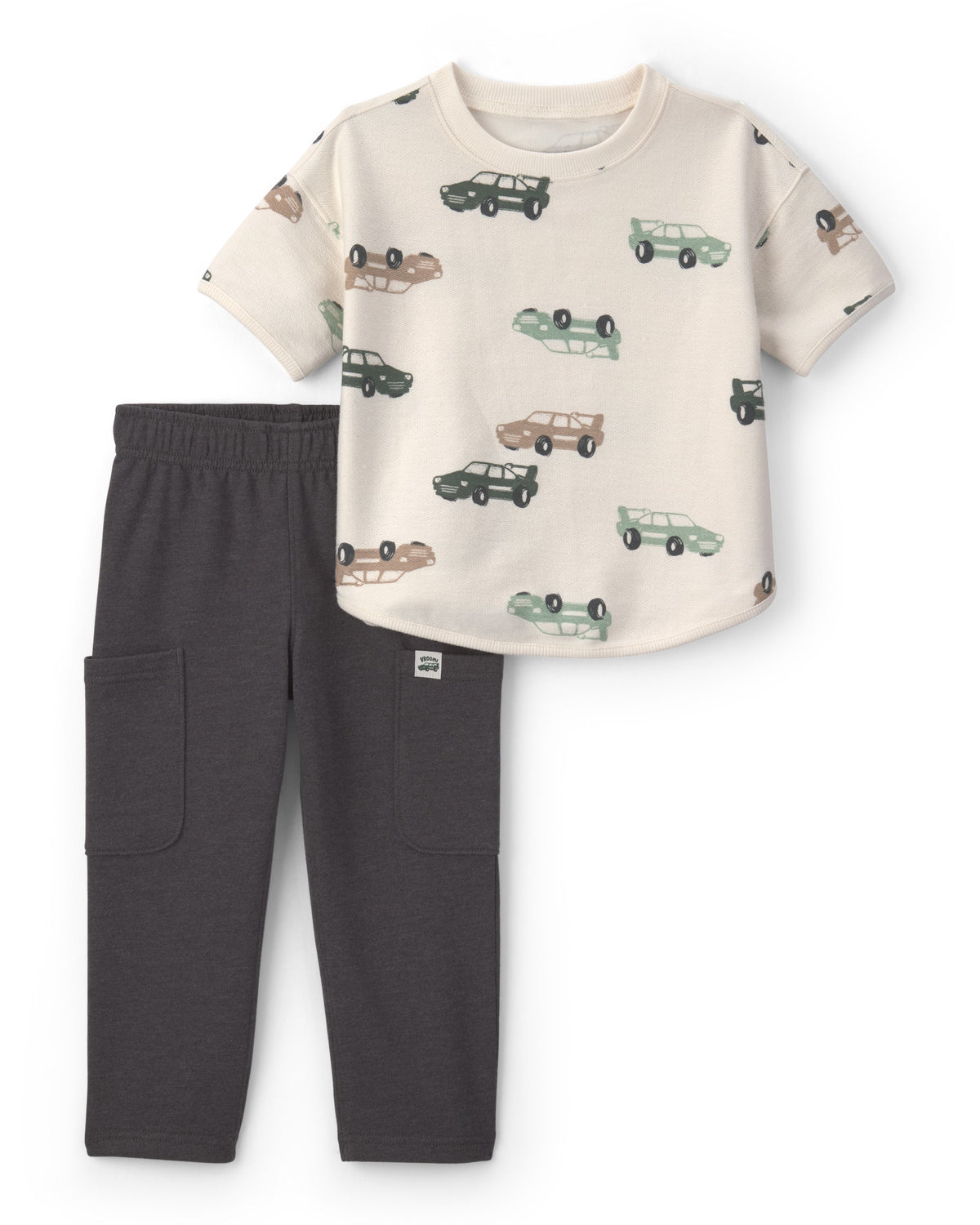 Conjunto De 2 Piezas De Playera Y Short  De Cochecitos - Blanco