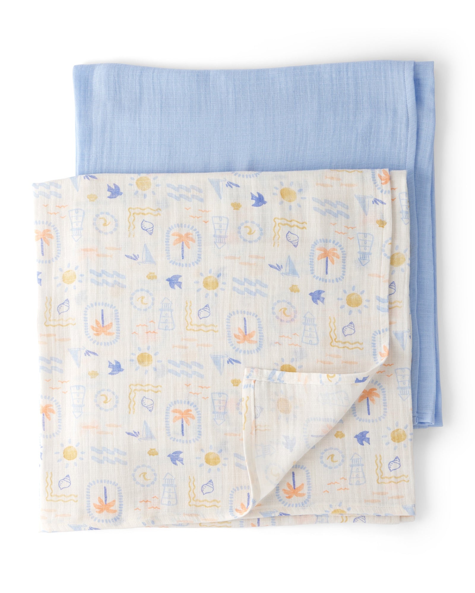 Paquete de 2 Mantas de Muselina - Azul/Blanco